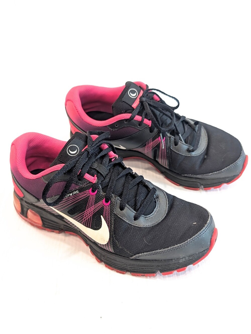 NIKE AirMax Flywire Runlite3 Women's Black & Pink Athletic Shoes Sneakers Size 9